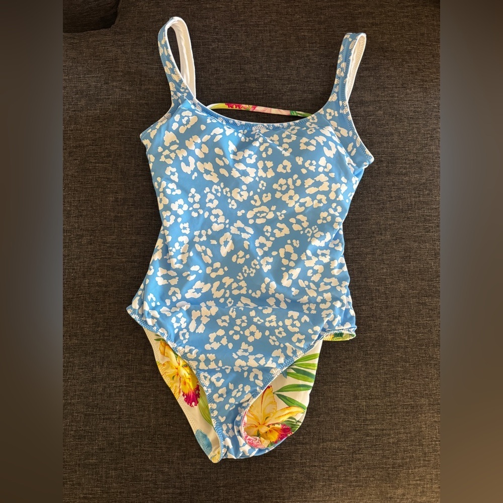 NEW  TOMMY BAHAMA Orchid Garden Reversible Lace-Back One-Piece Swimsuit Size 6 - Picture 4 of 8